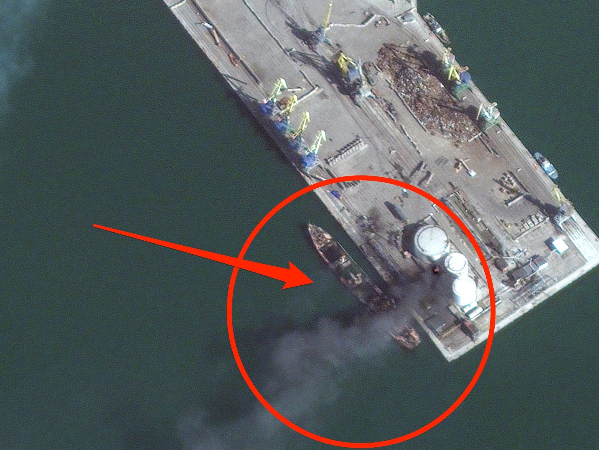 Satellite photos show Russian landing ship destroyed by Ukrainian forces as it attempted to bring military supplies to Mariupol