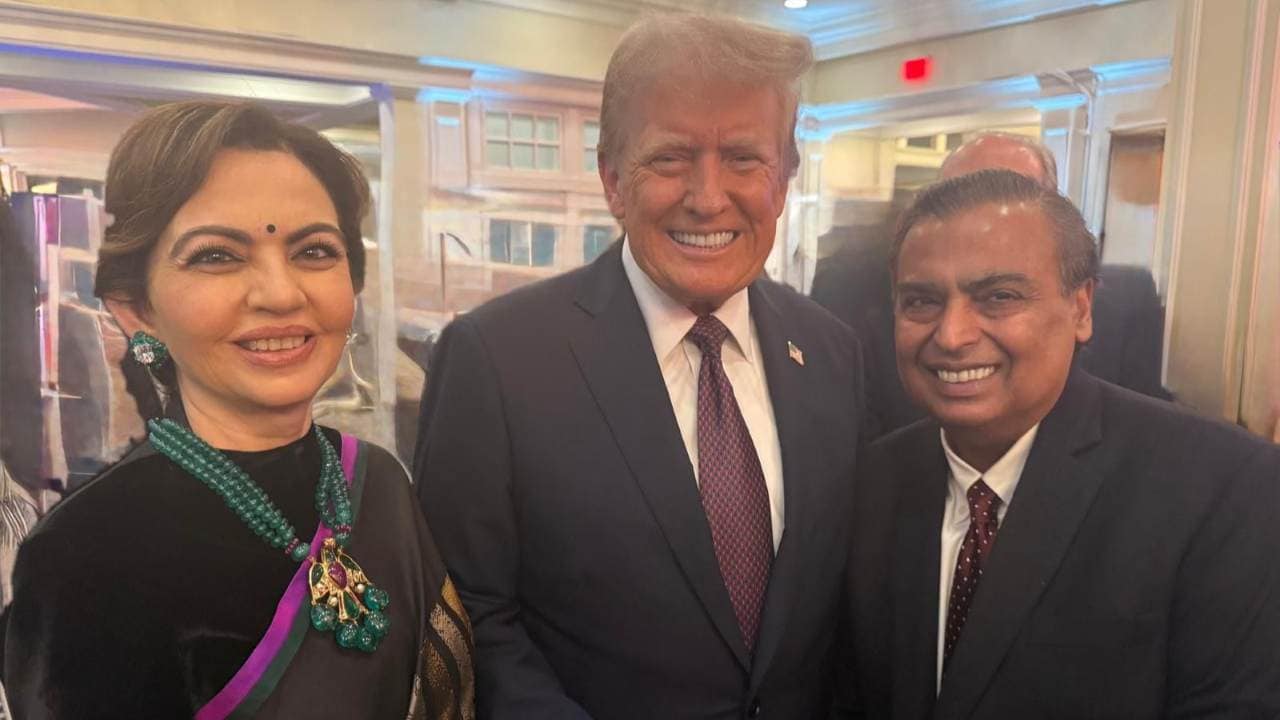 Trump acknowlegdes Mukesh and Nita Ambani at private reception in Washington